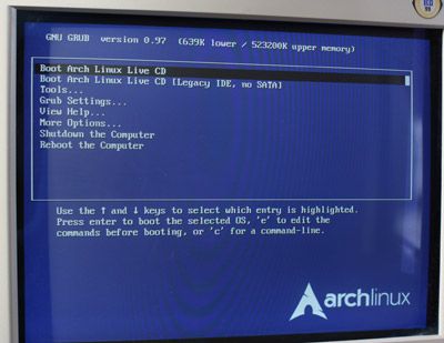 Загрузка в ArchLinux